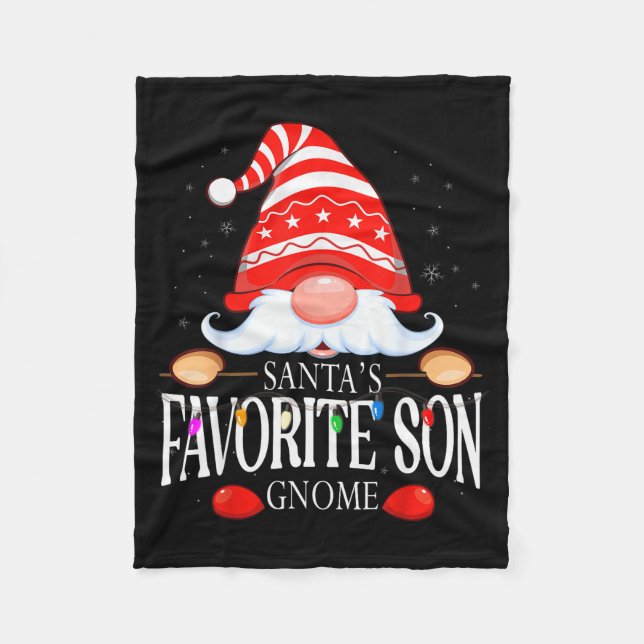 Santa's Favorite Son Gnome Matching Christmas Paja Fleece Blanket (Front)