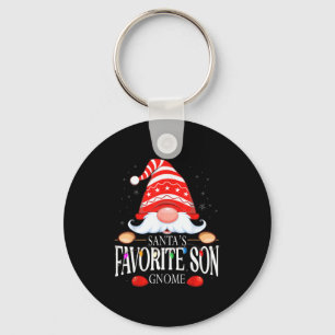 Santa's Favorite Son Gnome Matching Christmas Paja Keychain