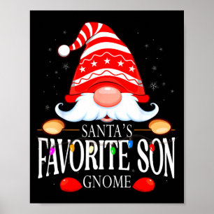 Santas Favorite Son Gnome Matching Christmas Paja Poster