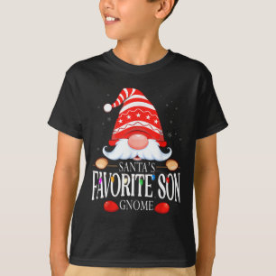 Santa's Favorite Son Gnome Matching Christmas Paja T-Shirt