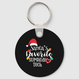 Santa's Favorite Surgical Tech Christmas Lights Sa Keychain
