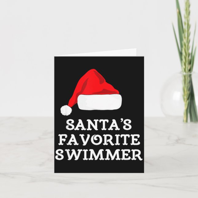 Santa's Favorite Swimmer Christmas Funny Xmas Swim Card (Front)