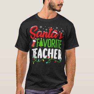 Santa's Favorite Teacher Christmas Teach Elf Women T-Shirt