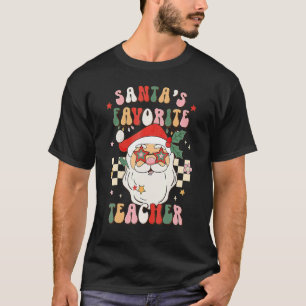 Santa's Favorite Teacher Groovy Retro Christmas 70 T-Shirt
