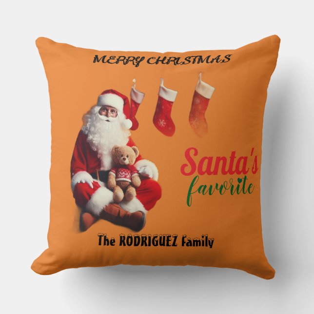 Santa's Favorite Throw Pillow (Front)