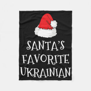 Santa's Favorite Ukrainian Christmas Funny Hat Xma Fleece Blanket