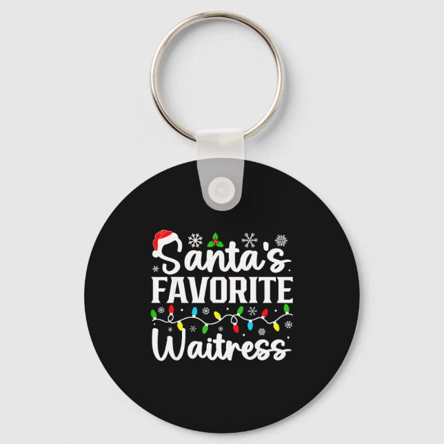 Santa's Favorite Waitress Funny Christmas Family M Keychain (Front)