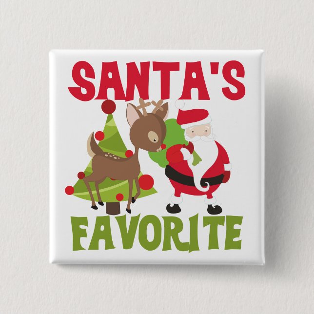 Santa's Favourite 2 Inch Square Button (Front)