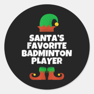 Santas Favourite Badminton Player Christmas Hat Fu Classic Round Sticker
