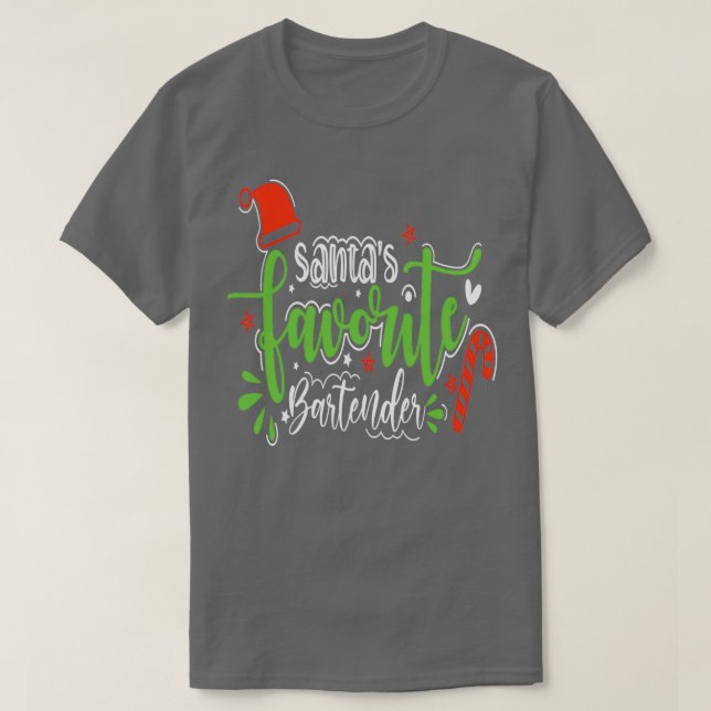 santas favourite bartender funny christmas gift T-Shirt (Design Front)