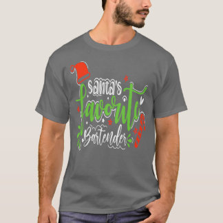 santas favourite bartender funny christmas gift T-Shirt