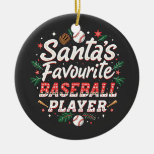 Santa's Favourite Baseball Player Christmas Tree Ceramic Ornament