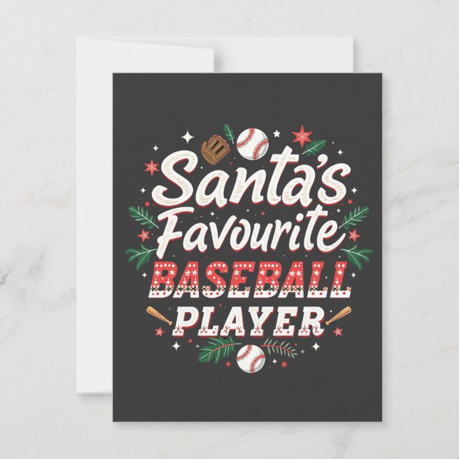 Santa's Favourite Baseball Player Christmas Tree Invitation (Front)
