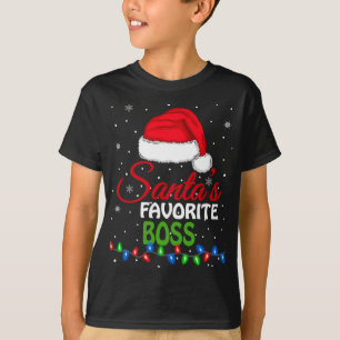 Santa's Favourite Boss Santa Hat Lights Funny Chri T-Shirt