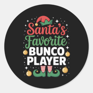 Santa's Favourite Bunco Player Christmas Xmas Classic Round Sticker