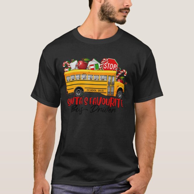 Santa's Favourite Bus Driver Christmas Delivery Ca T-Shirt (Front)