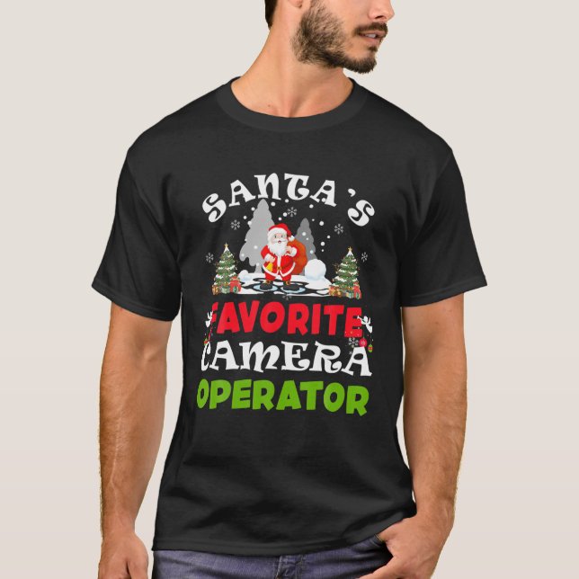 Santa's Favourite Camera Operator Funny Christmas  T-Shirt (Front)
