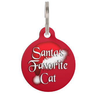 Santa's Favourite Cat Pet ID Tag