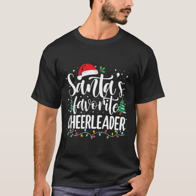 Santa's Favourite Cheerleader Christmas Santa Hat T-Shirt (Front)