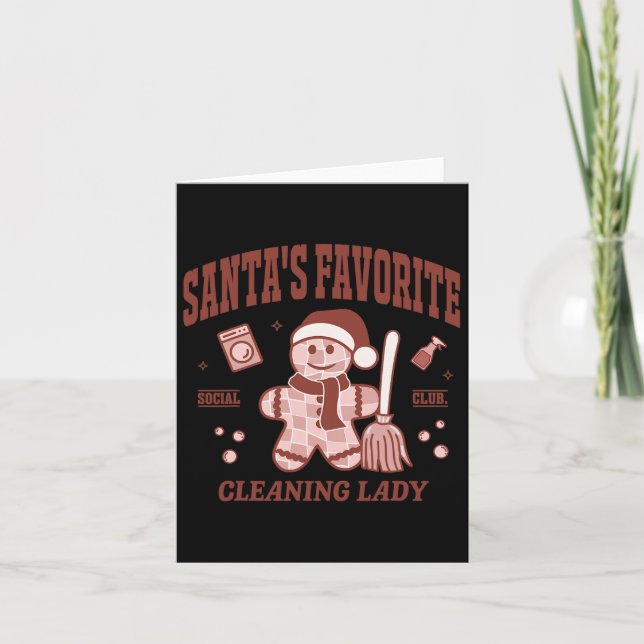 Santa's Favourite Cleaning Lady Christmas Retro Ho Card (Front)