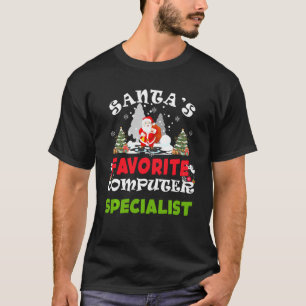 Santa's Favourite Computer Specialist Funny Christ T-Shirt