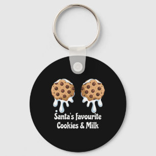 Santa's Favourite Cookies And Milk Breast Women's Keychain