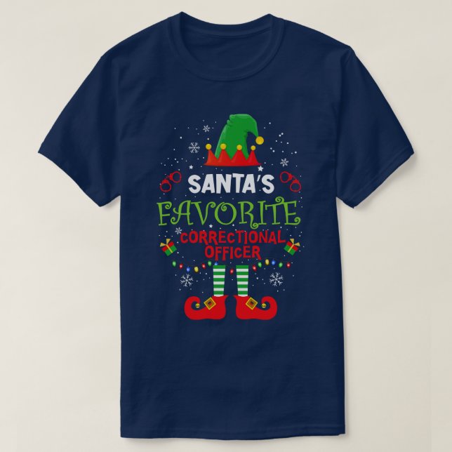 Santas Favourite Correctional Officer Elf Family C T-Shirt (Design Front)