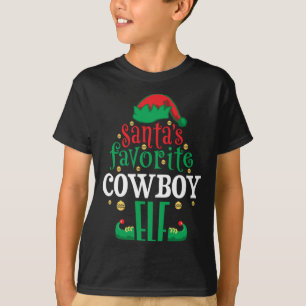 Santa's Favourite Cowboy Elf Christmas Matching T-Shirt