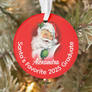 Santa's Favourite Custom Personalized 2025 Graduat Ornament