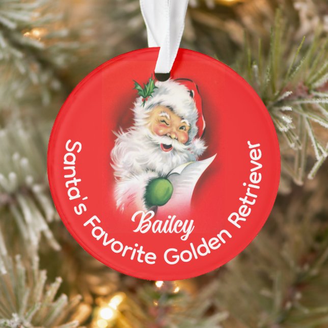 Santas Favourite Custom Personalized Dog Breed Nam Ornament (Tree)