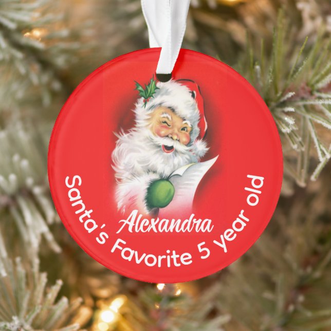 Santa's Favourite Custom Personalized Kids Name Ag Ornament (Tree)