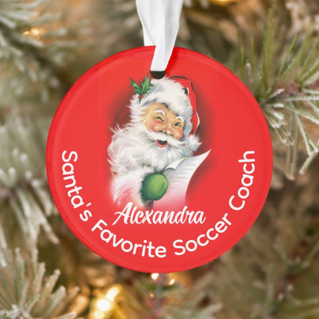 Santa's Favourite Custom Personalized Sports Coach Ornament (Tree)