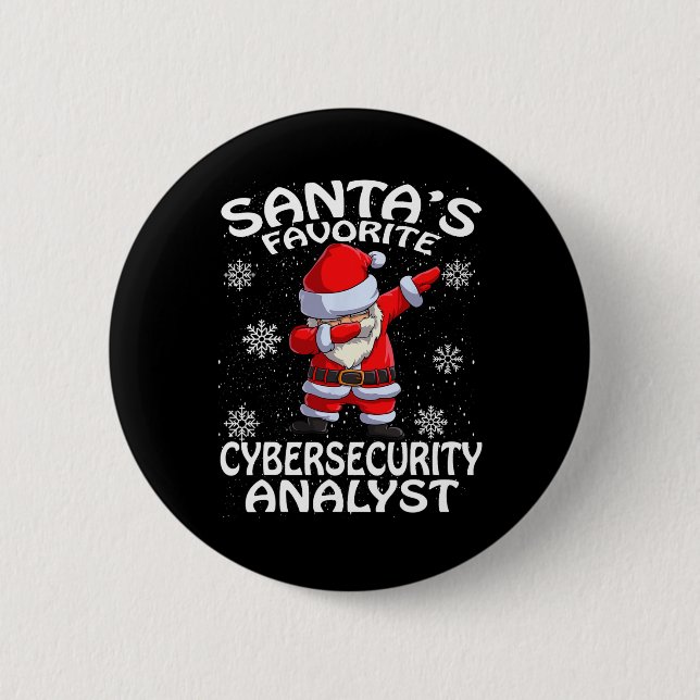 Santa's Favourite Cyber Security Analyst Christmas 2 Inch Round Button (Front)