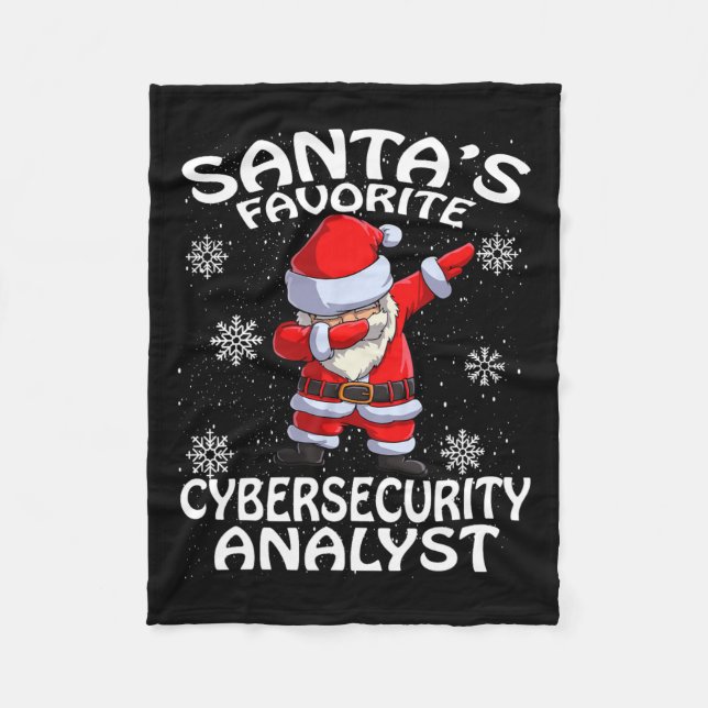 Santa's Favourite Cyber Security Analyst Christmas Fleece Blanket (Front)