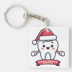Santa's Favourite Dentist Cute Tooth Christmas Keychain