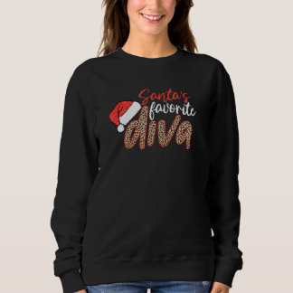 Santa's Favourite Diva Leopard Christmas Merry Xma Sweatshirt
