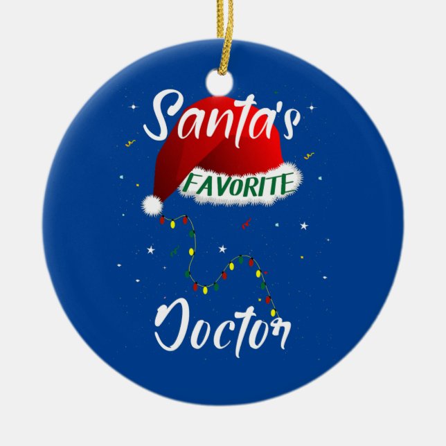 Santa's Favourite Doctor Christmas Tree Matching Ceramic Ornament (Front)