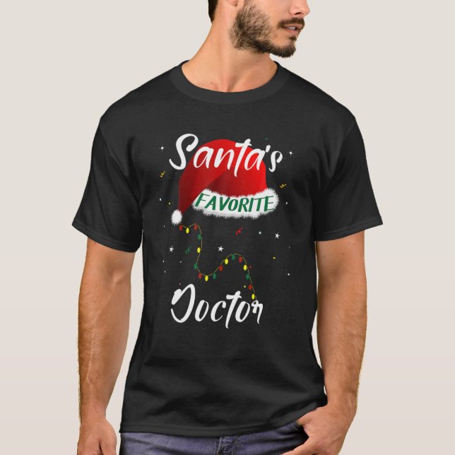 Santa's Favourite Doctor Christmas Tree Matching F T-Shirt (Front)