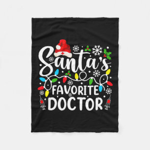 Santa's Favourite Doctor Funny Christmas Family Ma Fleece Blanket