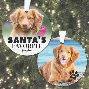 Santa's Favourite Dog Pet Photo Christmas Ornament