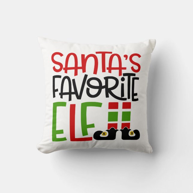 Santa's Favourite Elf Christmas Holiday Family Fun Throw Pillow (Front)