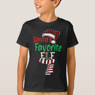Santa's Favourite ELF Christmas Santa Red Plaid Cl T-Shirt