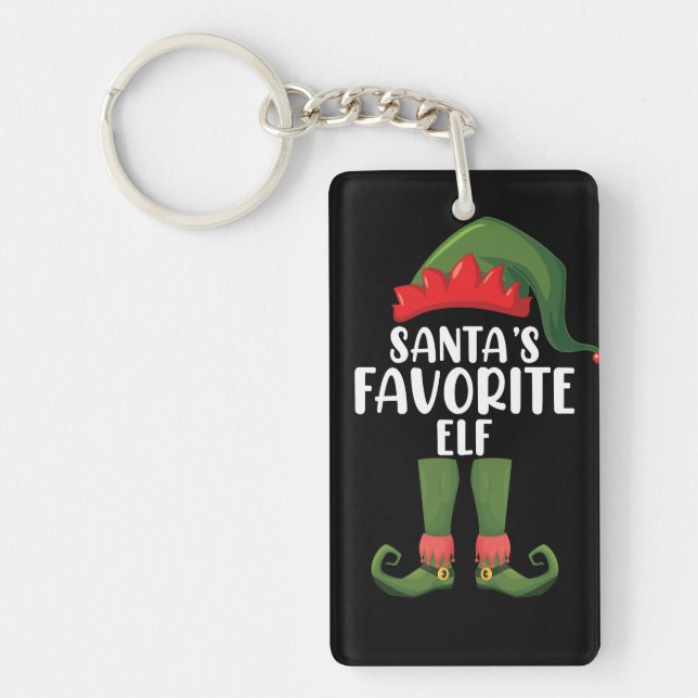 Santas Favourite Elf Matching Family Christmas Keychain (Front)