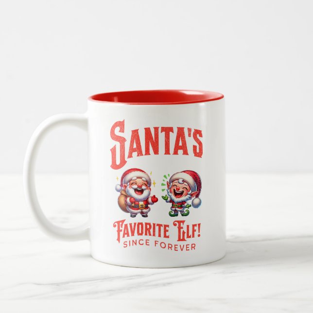 Santa's Favourite Elf Since Forever Two-Tone Coffee Mug (Left)