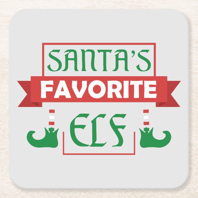 Santa's Favourite Elf Square Paper Coaster (Front)