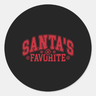 Santa's Favourite Family Xmas Matching Christmas P Classic Round Sticker