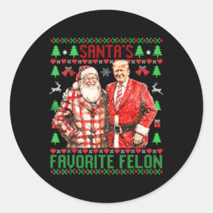 Santa's Favourite-felon Funny 2024 Trump Christmas Classic Round Sticker