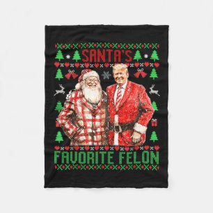 Santa's Favourite-felon Funny 2024 Trump Christmas Fleece Blanket
