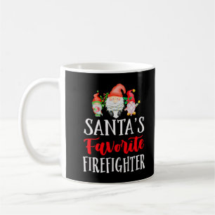 Santa's Favourite Firefighter Christmas Funny Gnom Coffee Mug