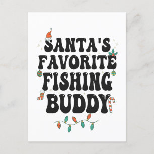 Santa's Favourite Fishing Buddy Funny Christmas Da Postcard